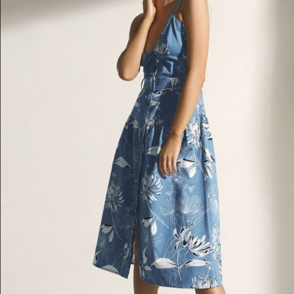 Reiss NOAH PRINTED BUTTON THROUGH MIDI DRESS - Picture 3 of 10
